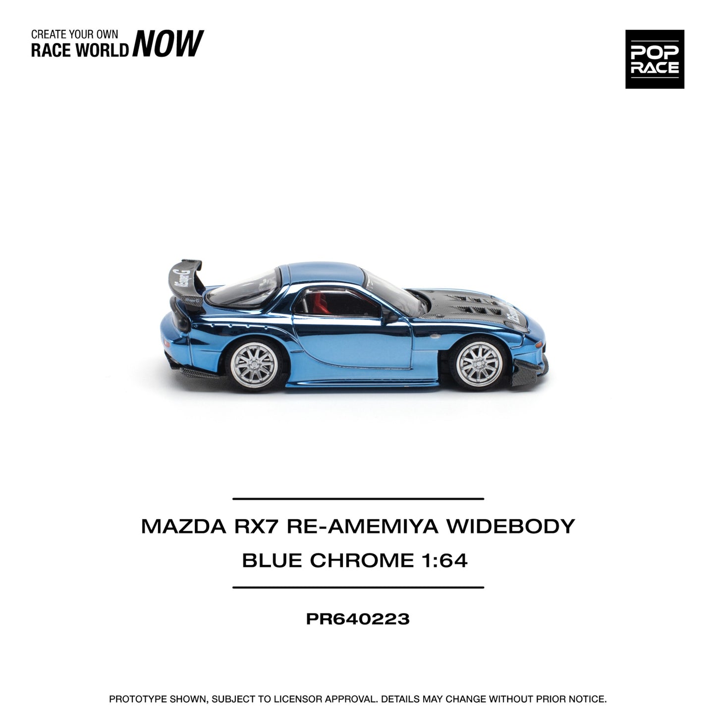Pop Race - Pre-Order - Mazda RX7 Re-Amemiya Widebody, blue chrome - PR640223