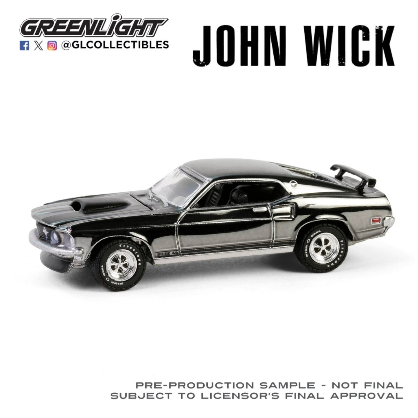 Greenlight - Pre-Order - 1969 Ford Mustang BOSS 429 - John Wick - Silver Chrome Edition - 30557