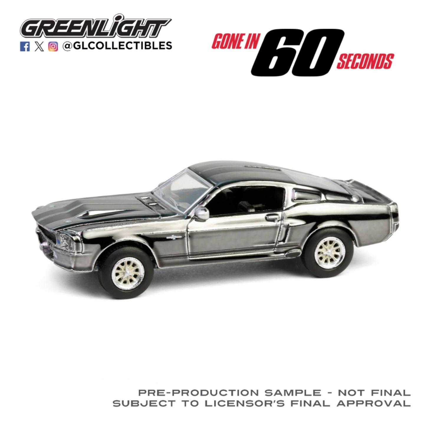 Greenlight - Pre-Order - 1967 Ford Mustang - Eleanor - Gone in 60 Seconds - Silver Chrome Edition - 30558