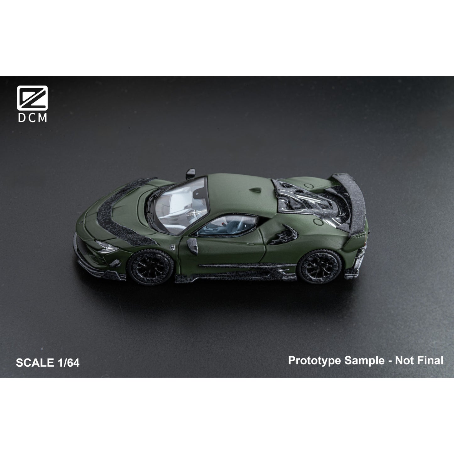 DCM Models - Pre-Order - Mansory SF90XX F9XX Roadster, Military green, Coupe - DCM64-MSF90-MGRN-C