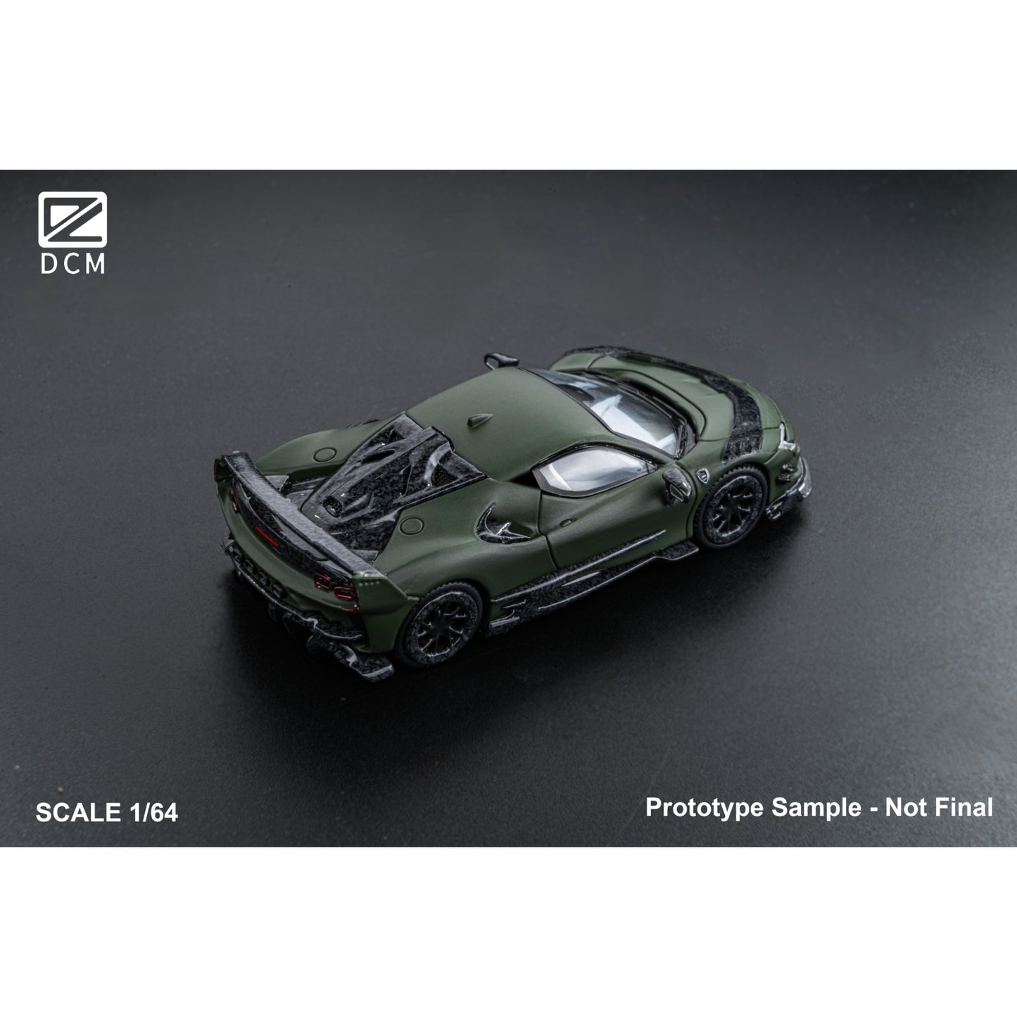 DCM Models - Pre-Order - Mansory SF90XX F9XX Roadster, Military green, Coupe - DCM64-MSF90-MGRN-C