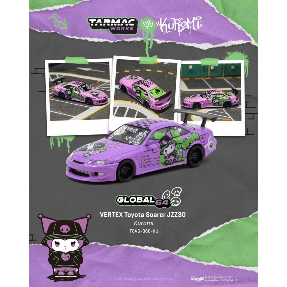 Tarmac Works - Pre-Order - Vertex Toyota Soarer JZZ30, Kuromi - T64G-080-KU