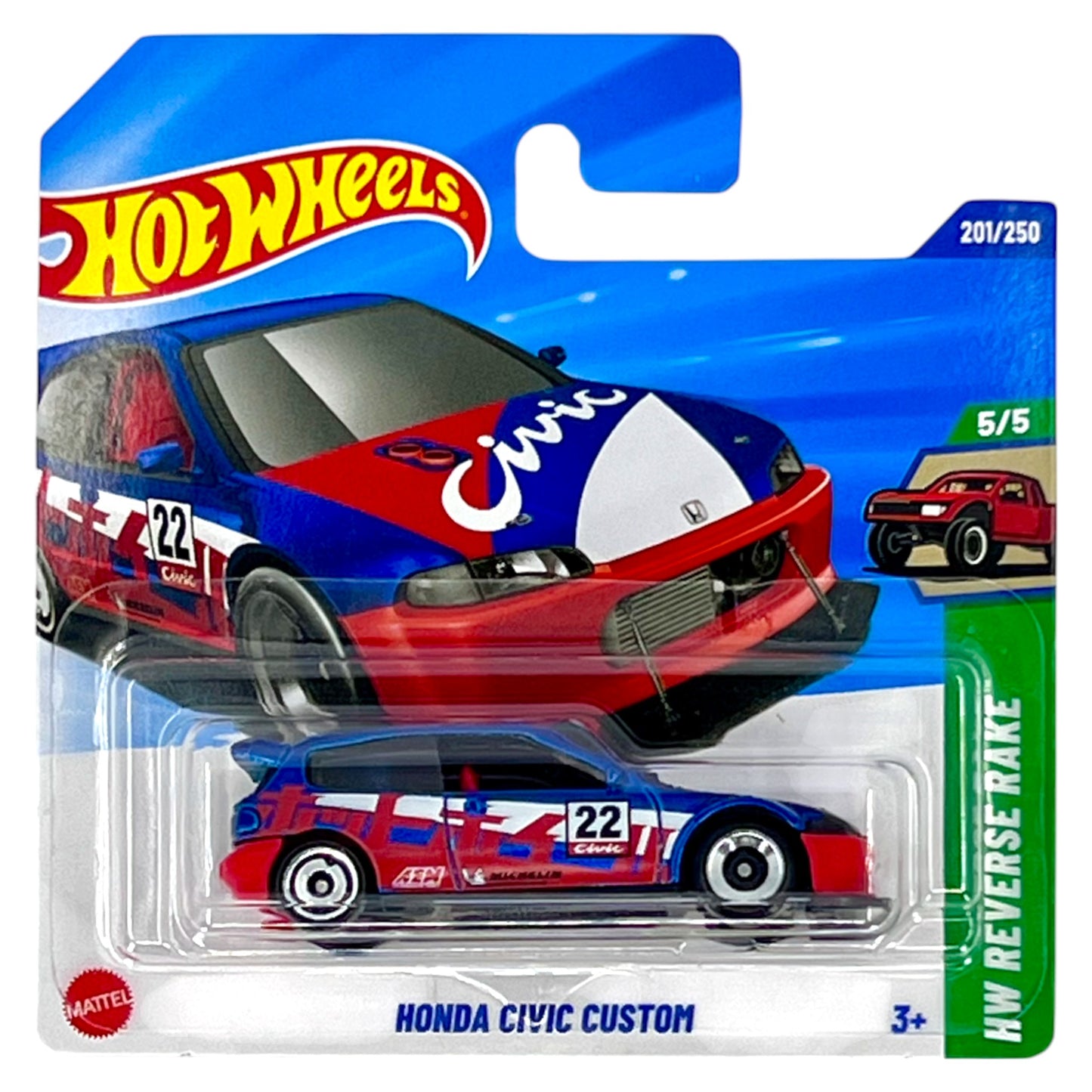 Hot Wheels 2025 - Honda Civic Custom - Reverse Rake 5/5 - JBB22 - 201/250