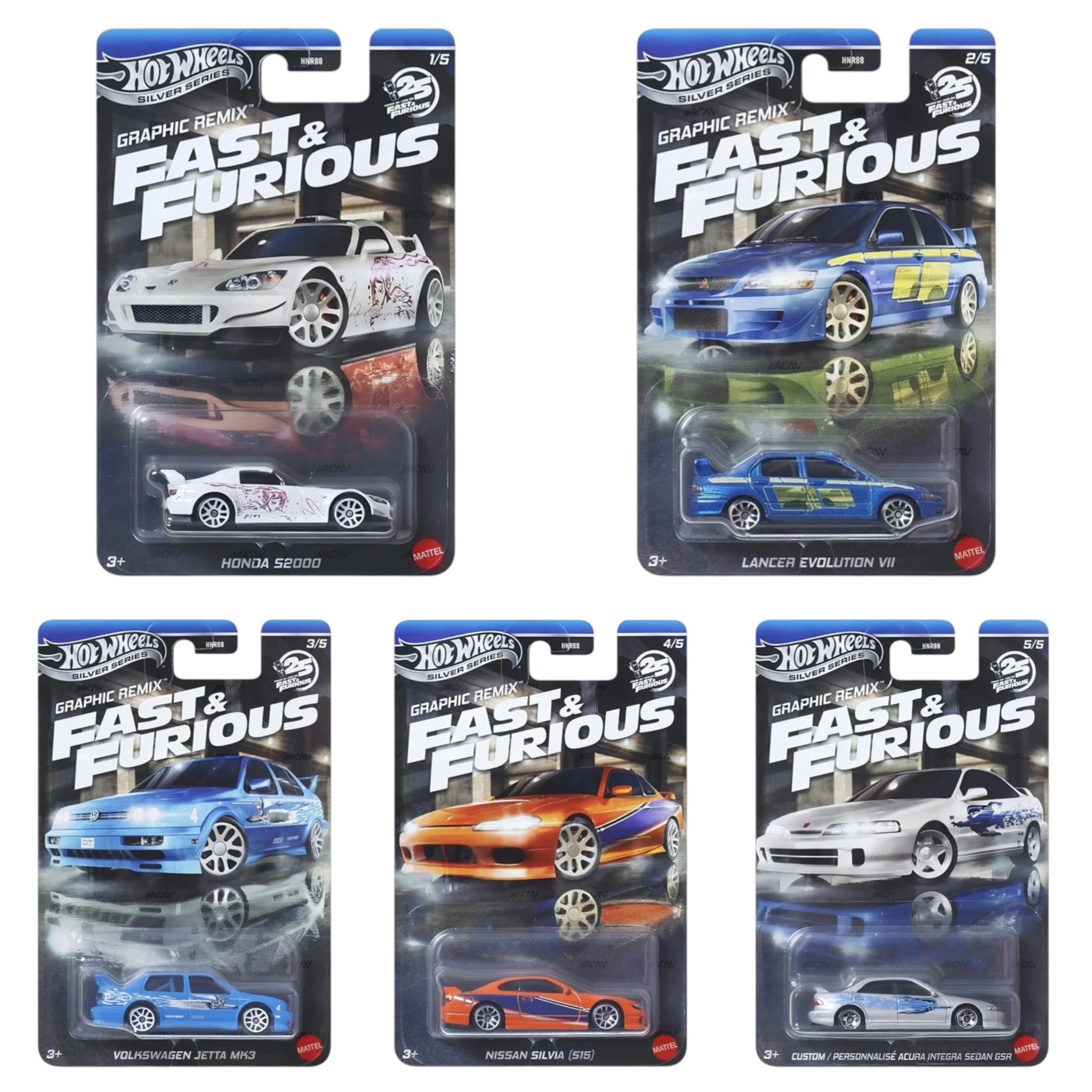 Hot Wheels 2025 - Pre-Order - Fast & Furious Graphic Remix - Set - Mix 4L
