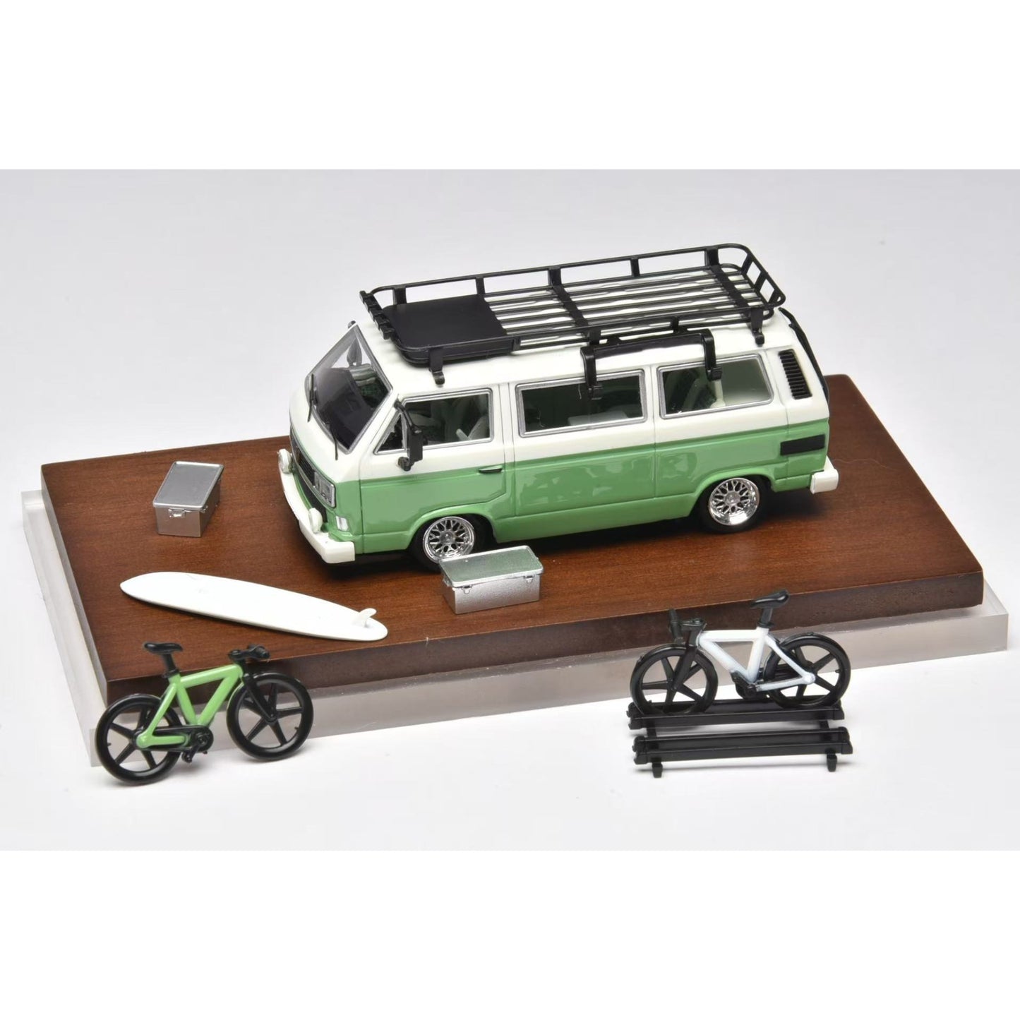 Mortal Diecast - Pre-Order - VW T3, White Green with Accessories - MO64-T3-WHIG