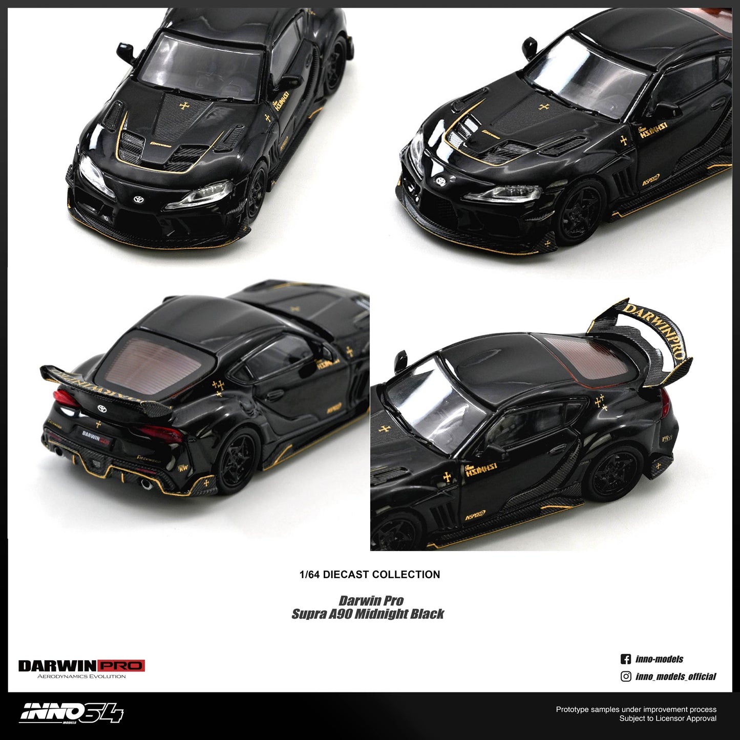 INNO64 - Pre-Order - DARWIN PRO Supra A90 Gloss Black - IN64-A90DP-GBLACK