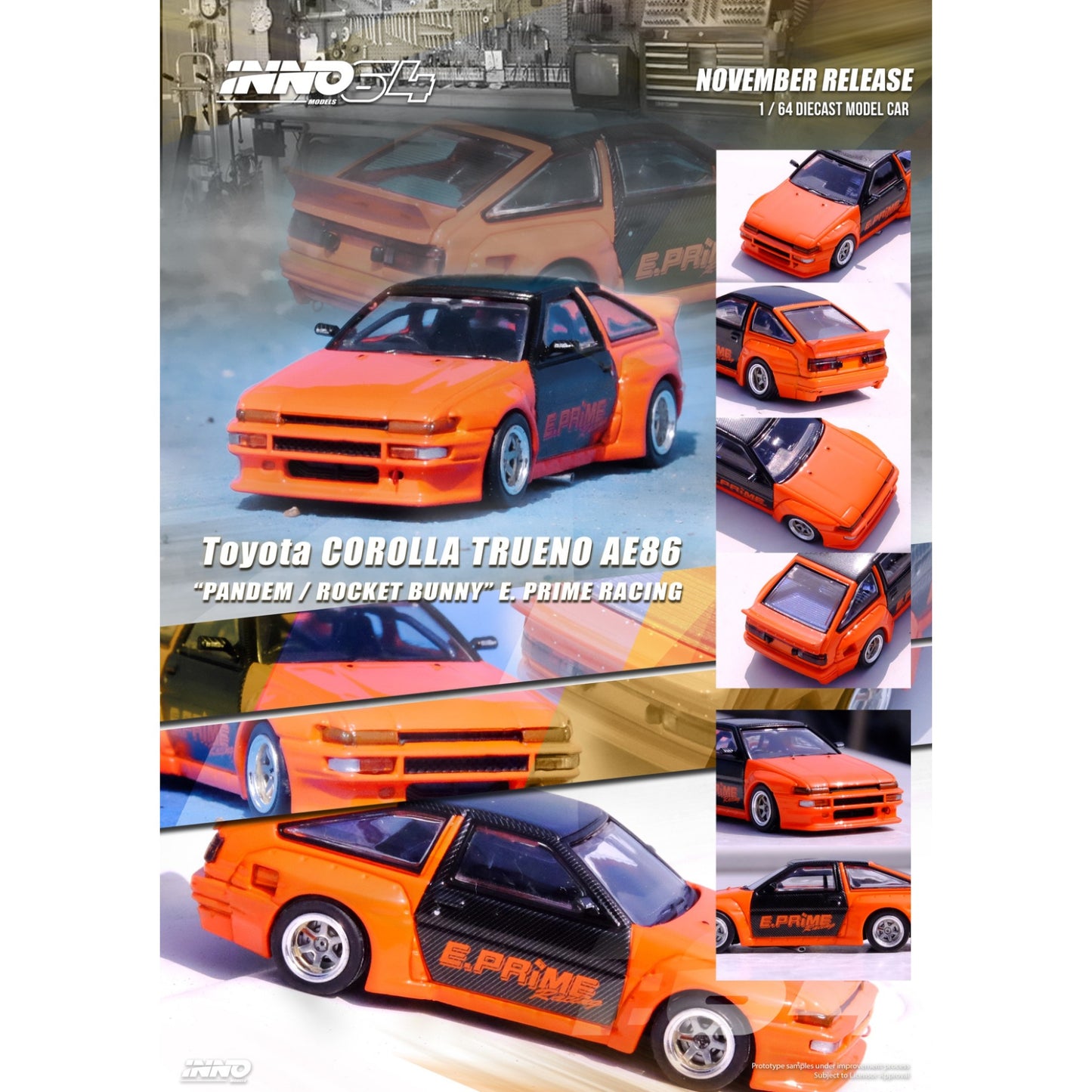 INNO64 - Toyota Corolla Trueno AE86 Pandem Rocket Bunny *, orange/black - 1:64 - IN64-AE86P-EPR