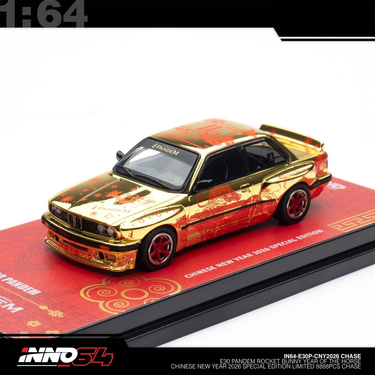 INNO64 - Pre-Order - PANDEM ROCKET BUNNY BMW E30 The Year Of The Horse 2026 - Chase Car gold
