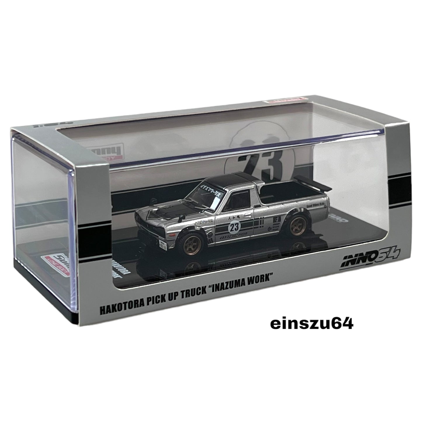 INNO64 - Nissan Sunny Hakotora Pick Up Truck *Inazuma Work*, grey- 1:64 - IN64-HKT-23R