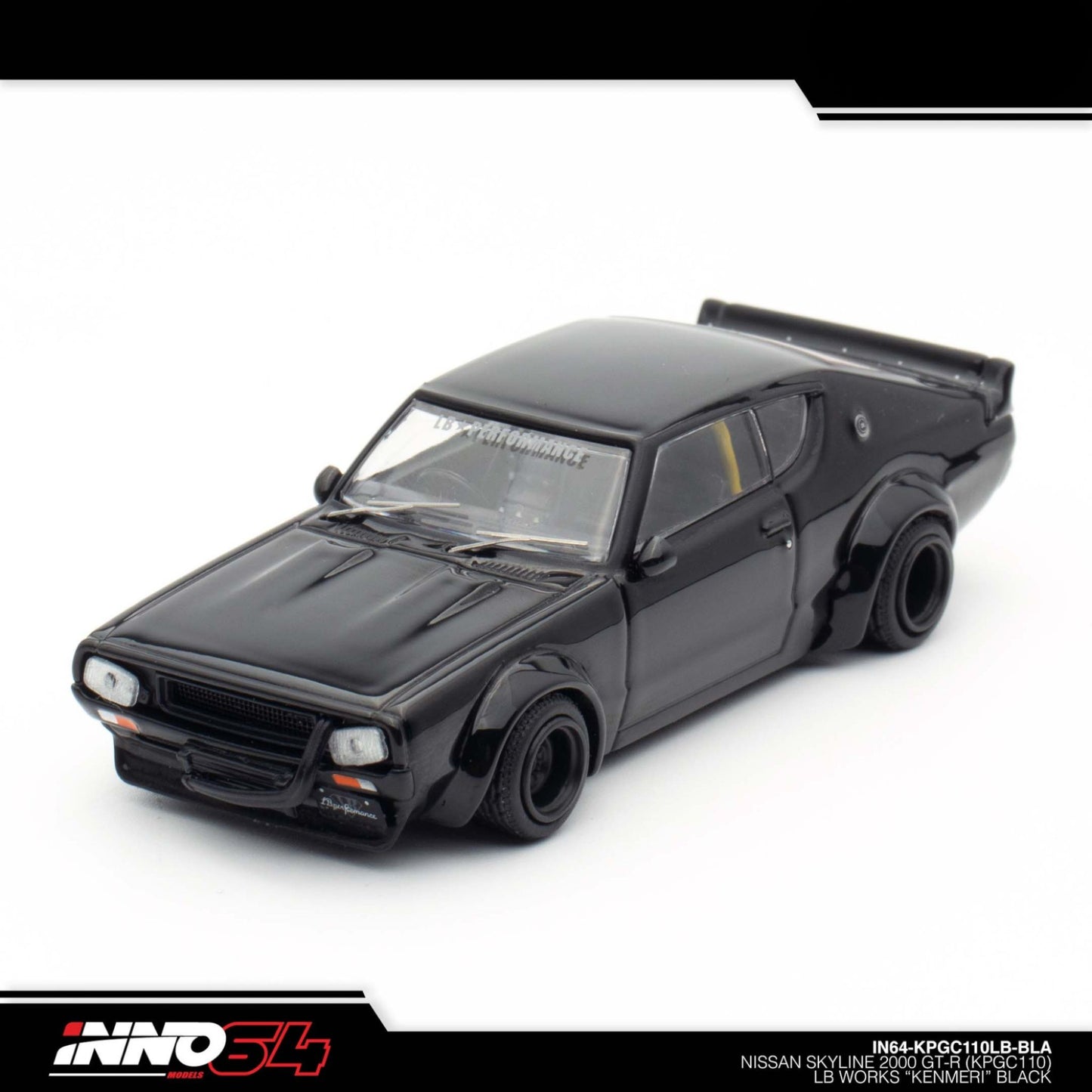 INNO64 - Nissan Skyline 2000 GT-R (KPGC110) "KENMERI" Black - IN64-KPGC110LB-BLA
