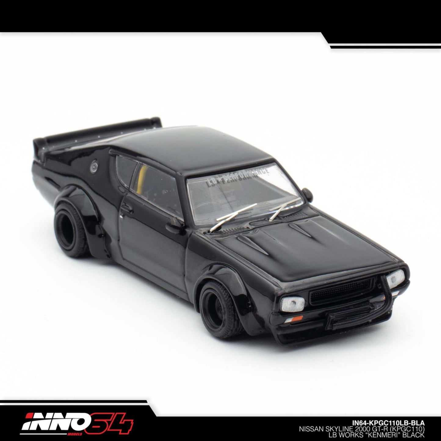 INNO64 - Nissan Skyline 2000 GT-R (KPGC110) "KENMERI" Black - IN64-KPGC110LB-BLA