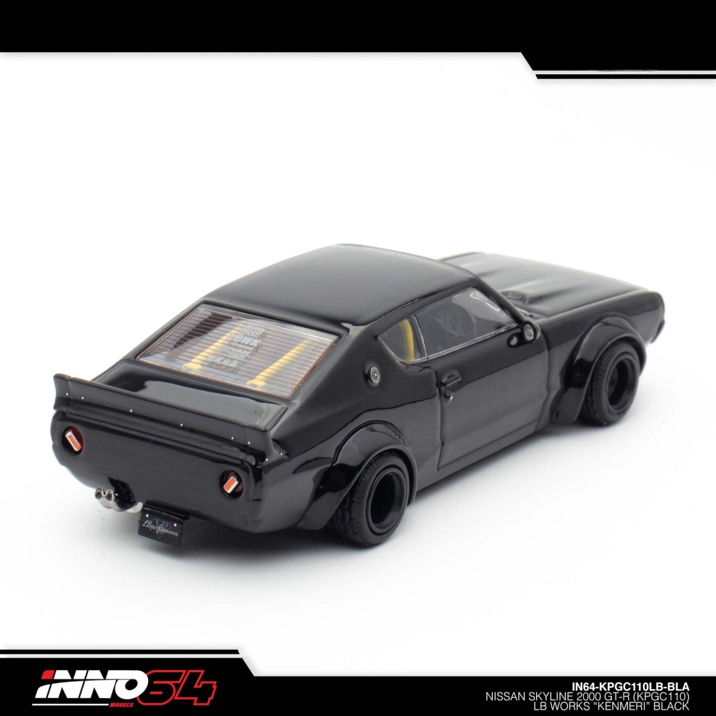 INNO64 - Nissan Skyline 2000 GT-R (KPGC110) "KENMERI" Black - IN64-KPGC110LB-BLA