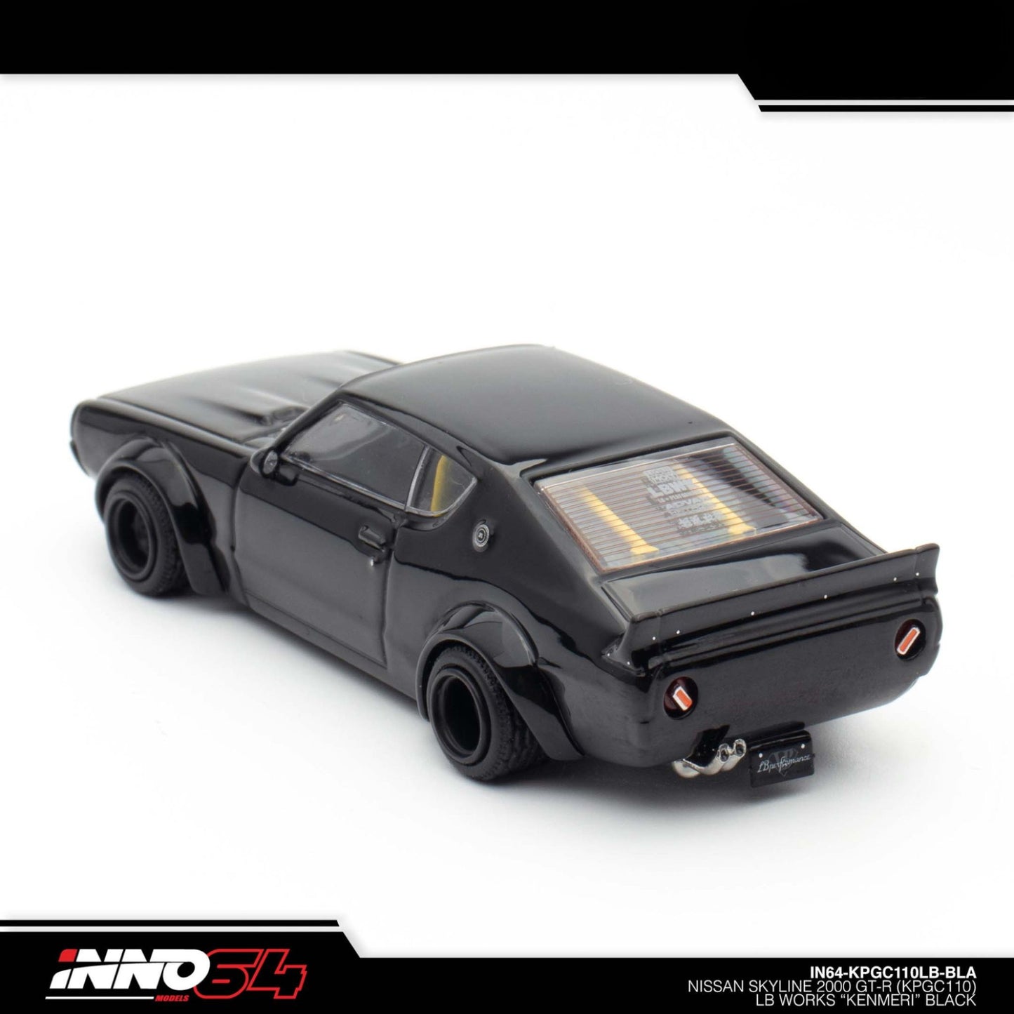 INNO64 - Nissan Skyline 2000 GT-R (KPGC110) "KENMERI" Black - IN64-KPGC110LB-BLA
