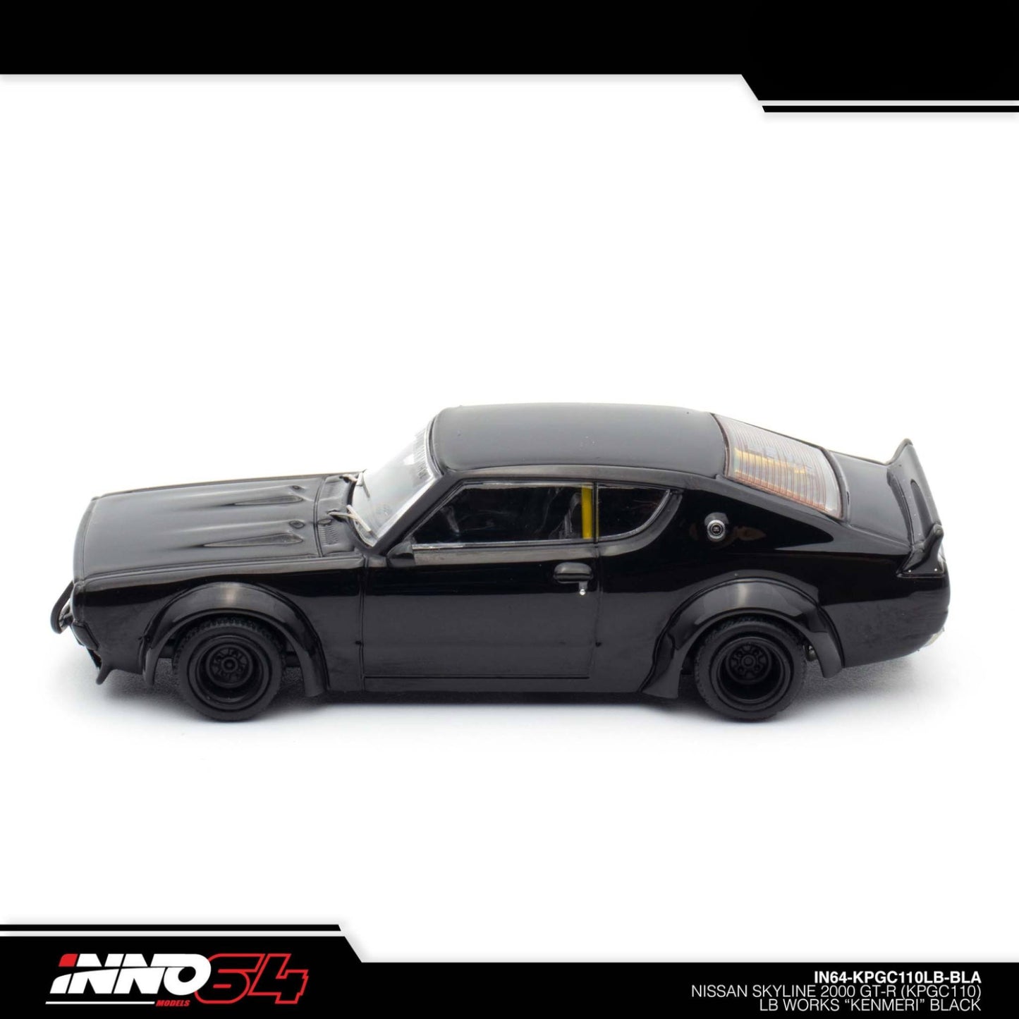 INNO64 - Nissan Skyline 2000 GT-R (KPGC110) "KENMERI" Black - IN64-KPGC110LB-BLA