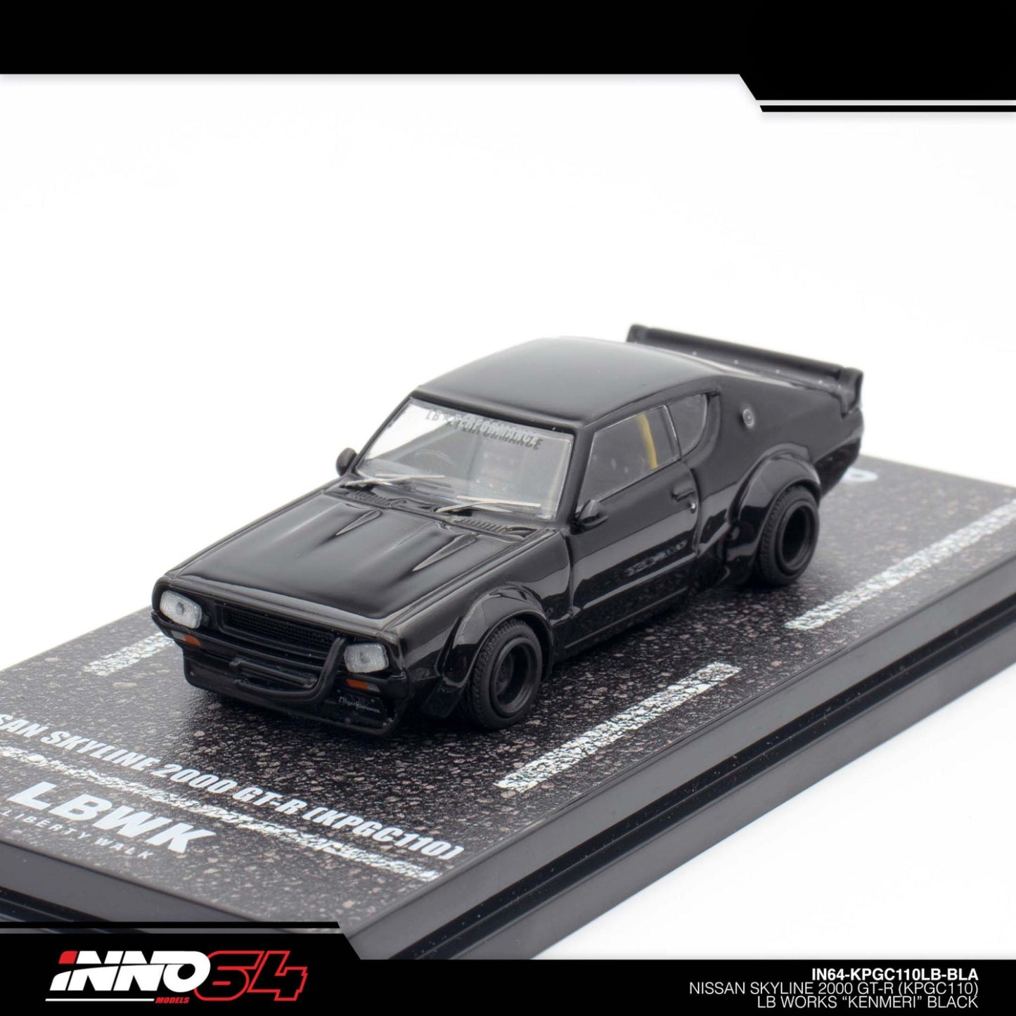 INNO64 - Nissan Skyline 2000 GT-R (KPGC110) "KENMERI" Black - IN64-KPGC110LB-BLA