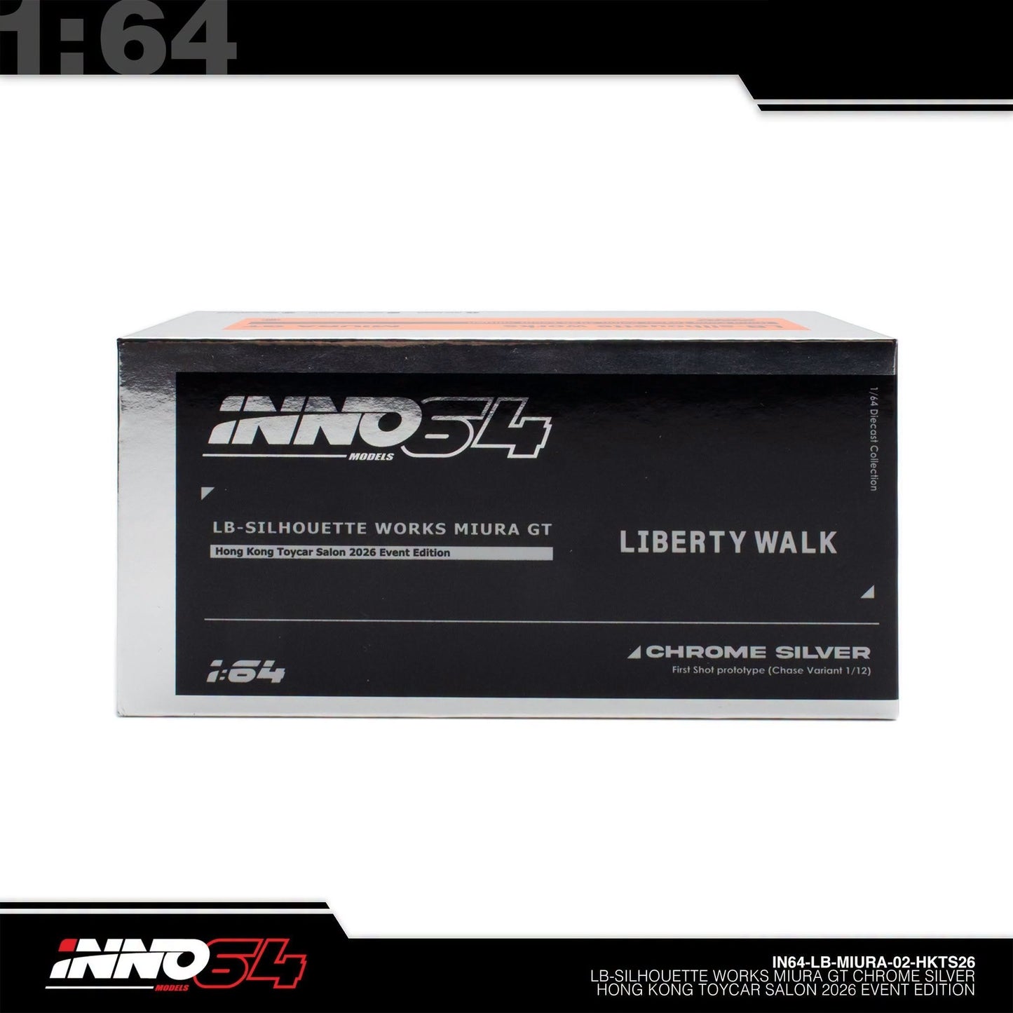 INNO64 - Pre-Order - LB-Silhouette Works Miura GT, Chrome-Silver - Hong Kong Toy Car Salon 2026 - IN64-LB-MIURA-02-HKTS26