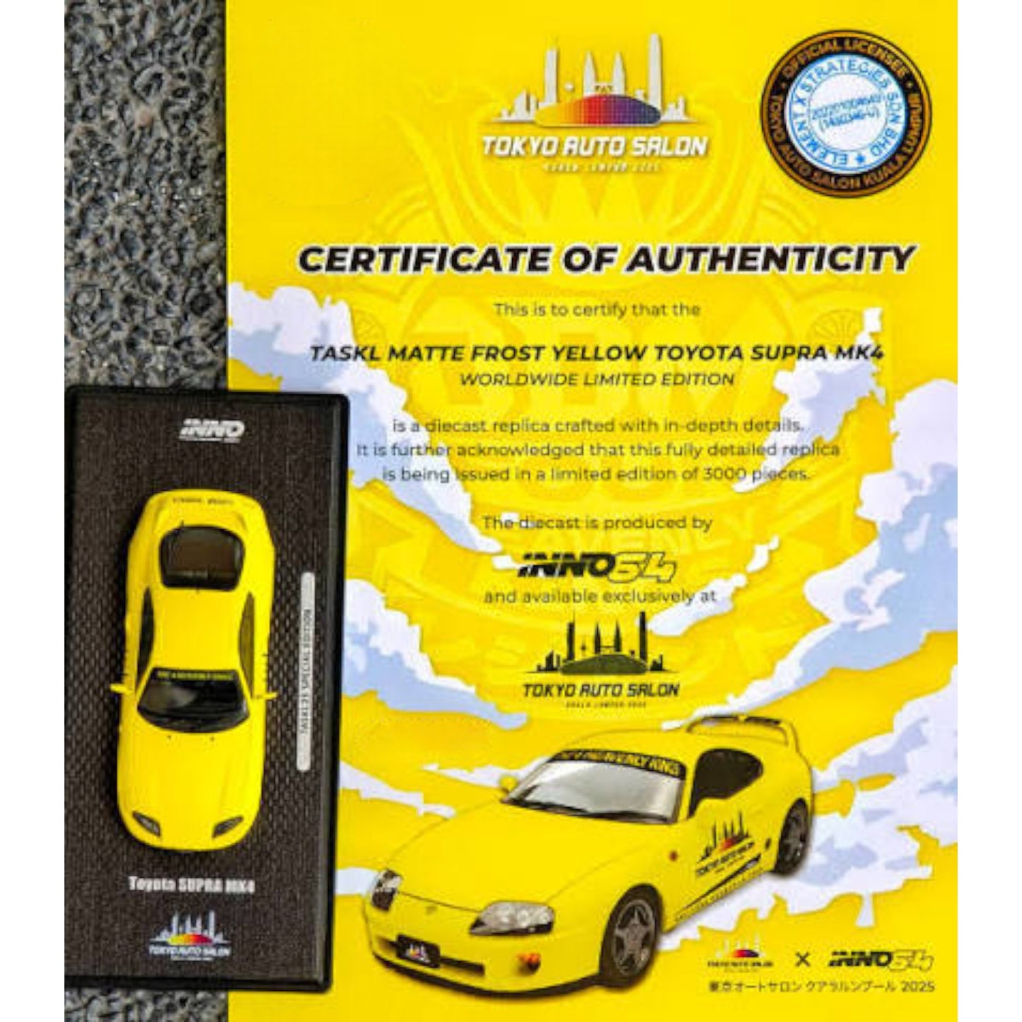 INNO64 - Pre-Order - Toyota Supra MK4, Matte Frost Yellow - TASKL25 Event Edition