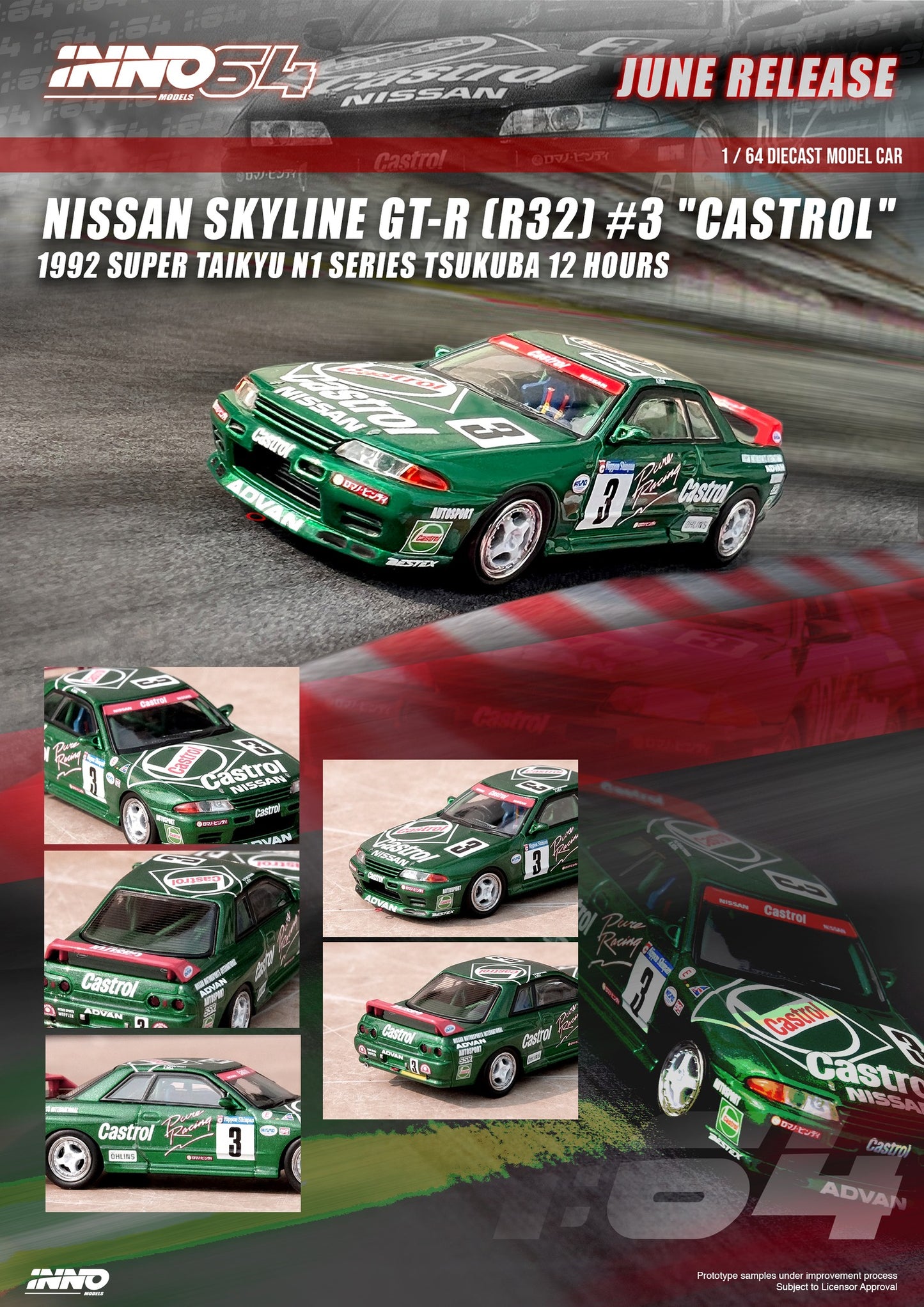 INNO64 - 1992 Nissan Skyline GT-R (R32) #3 Castrol - 1:64 - IN64-R32-CA3
