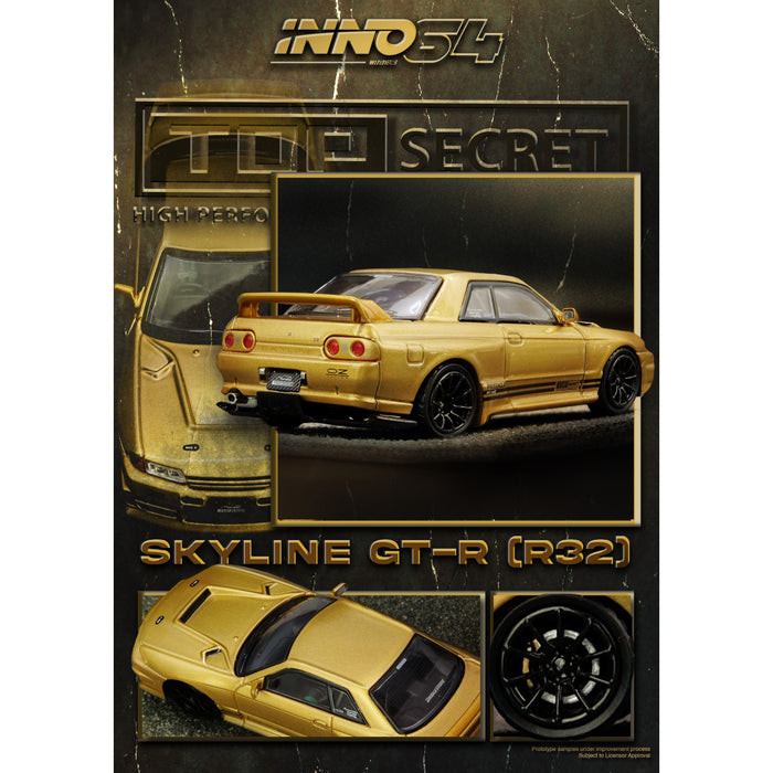INNO64 - Pre-Order - TOP SECRET Skyline BNR32 GT-R (650R) Gold - IN64-R32TS-650R