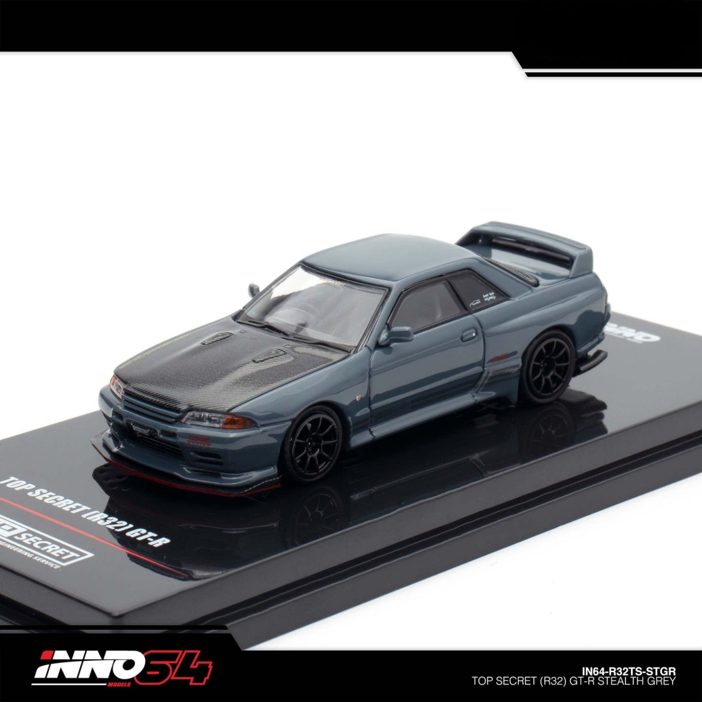 INNO64 - Pre-Order - TOP SECRET Nissan Skyline R32 GT-R Stealth Grey - IN64-R32TS-STGR