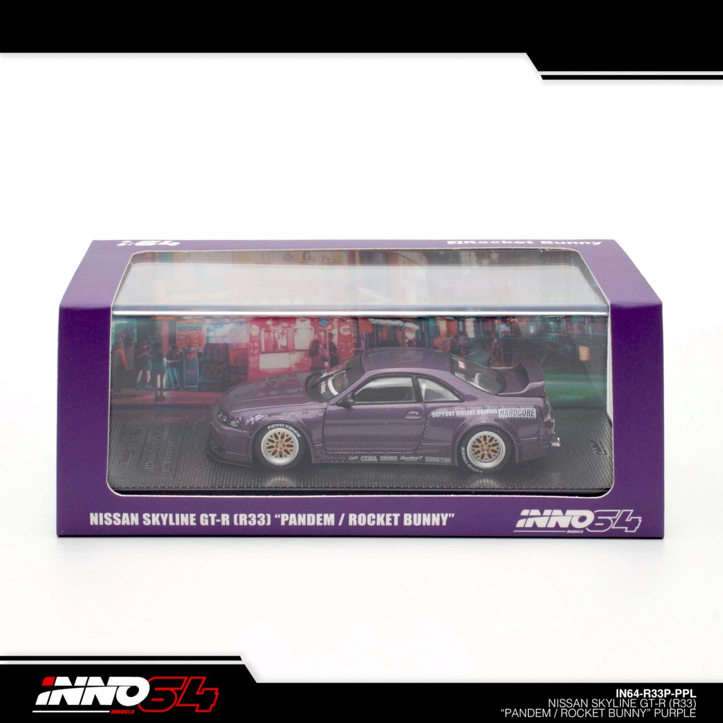 INNO64 - Pre-Order - Nissan Skyline GT-R (R33) "Pandem / Rocket Bunny" Purple - IN64-R33P-PPL