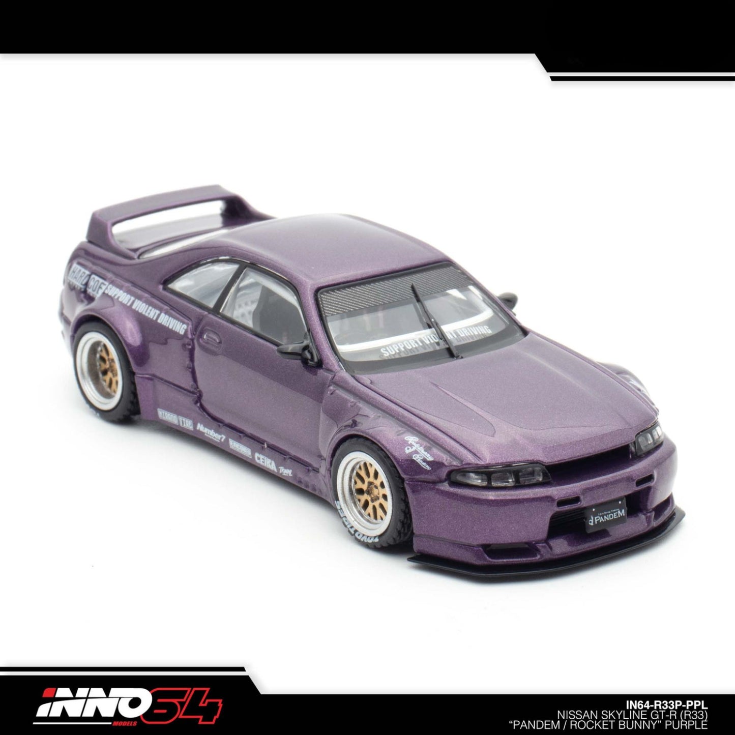 INNO64 - Pre-Order - Nissan Skyline GT-R (R33) "Pandem / Rocket Bunny" Purple - IN64-R33P-PPL