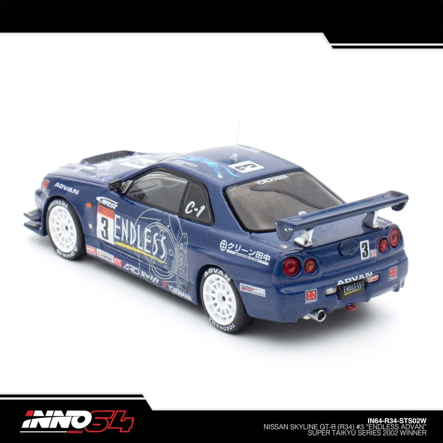INNO64 - Pre-Order - Nissan Skyline GT-R (R34) #3 "ENDLESS ADVAN" - IN64-R34-STS02W