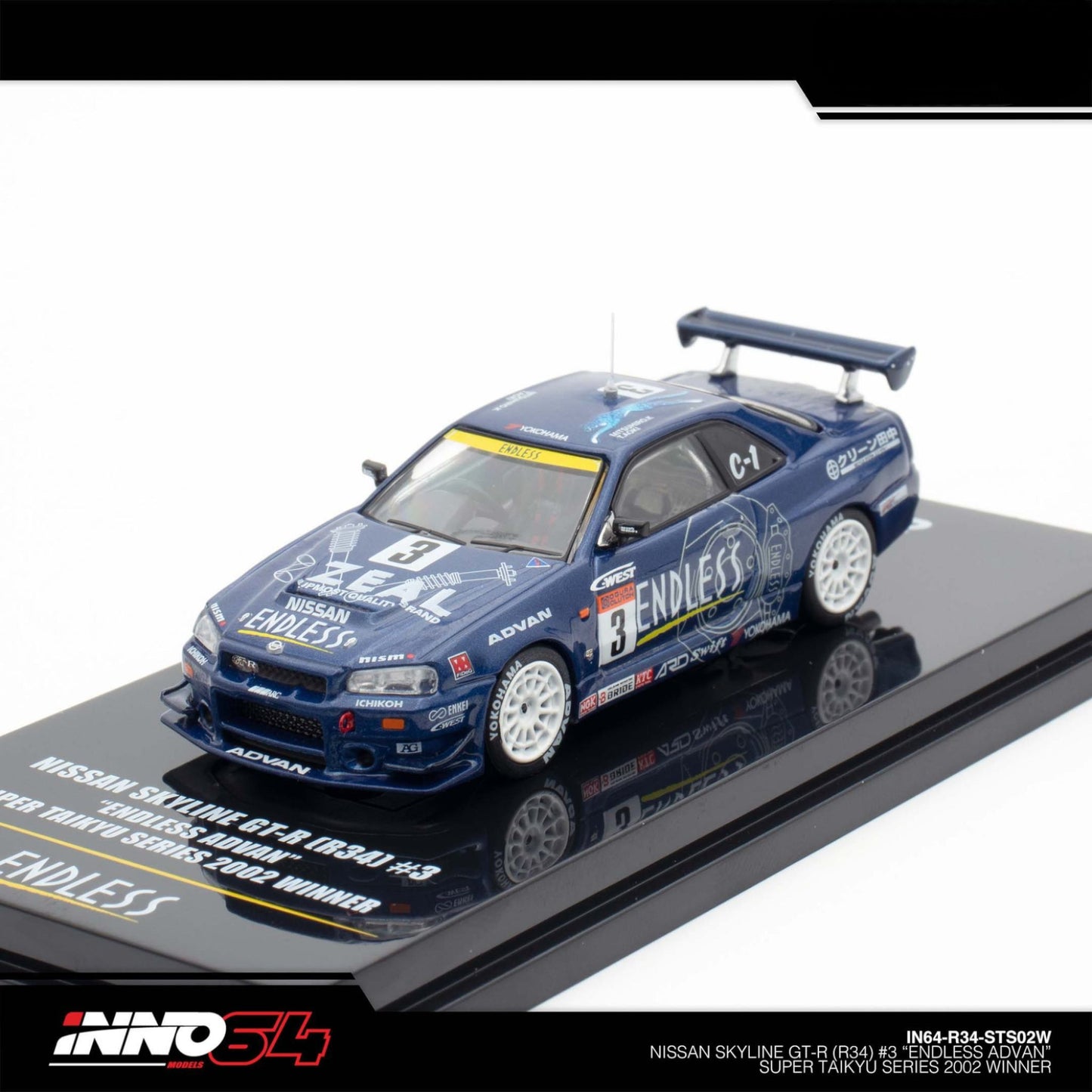 INNO64 - Pre-Order - Nissan Skyline GT-R (R34) #3 "ENDLESS ADVAN" - IN64-R34-STS02W