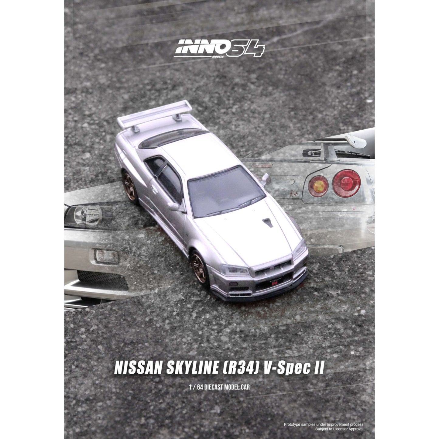 INNO64 - Nissan Skyline GT-R (R34) V-Spec II, silver - 1:64 - IN64-R34VS-SIL