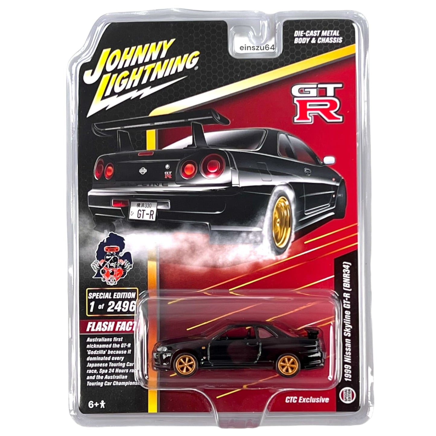 Johnny Lightning - 1999 Nissan Skyline GT-R (BNR34) black - CTC Exclusive - JLCP7403 - 1:64