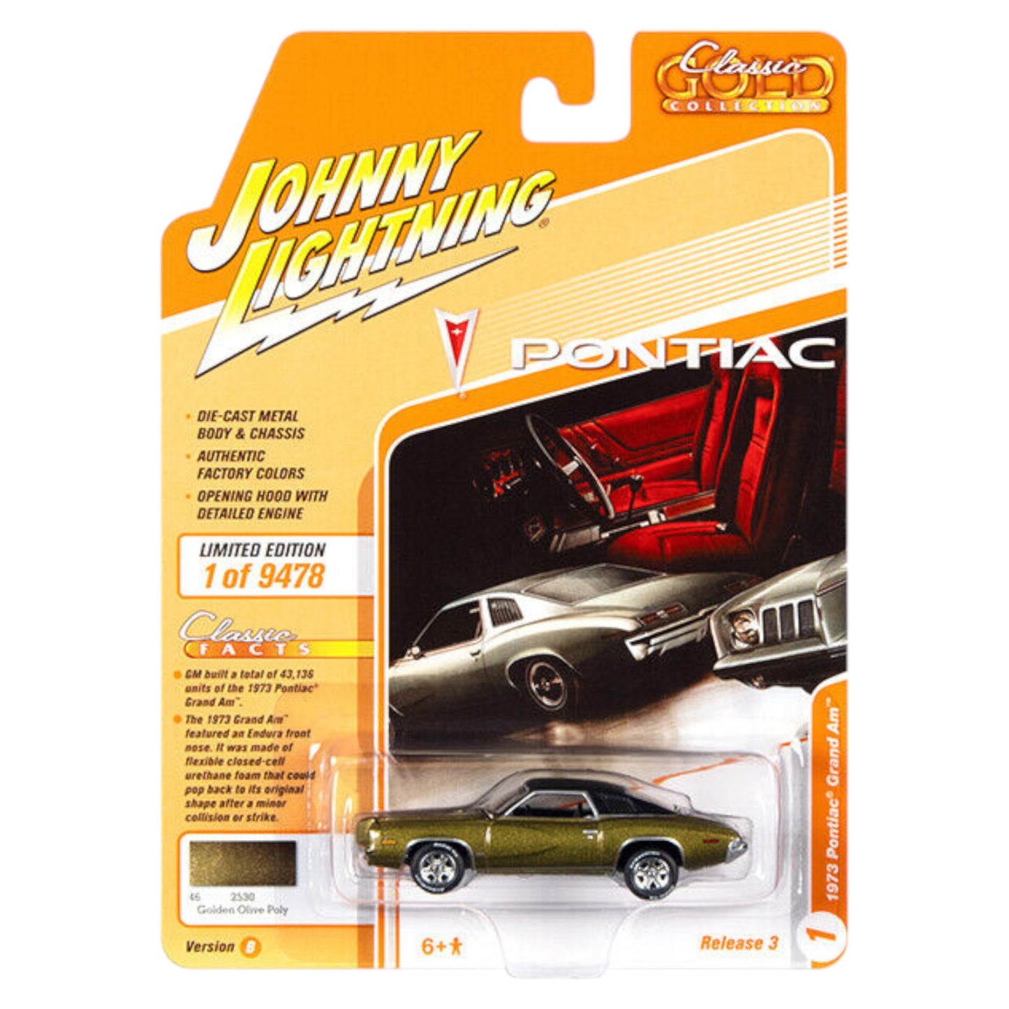 Johnny Lightning - 1973 Pontiac Grand Am, golden olive poly - JLSP163B