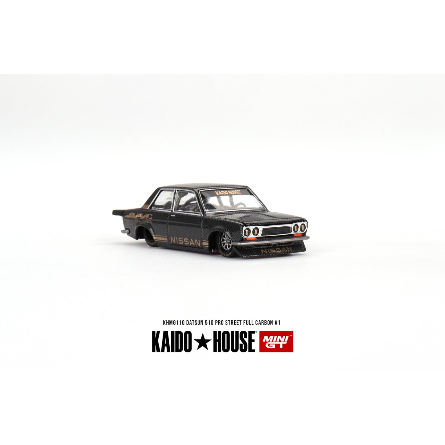 Mini GT Kaido House - Datsun 510 Pro Street Full Carbon V1 - KHMG110 - 1:64