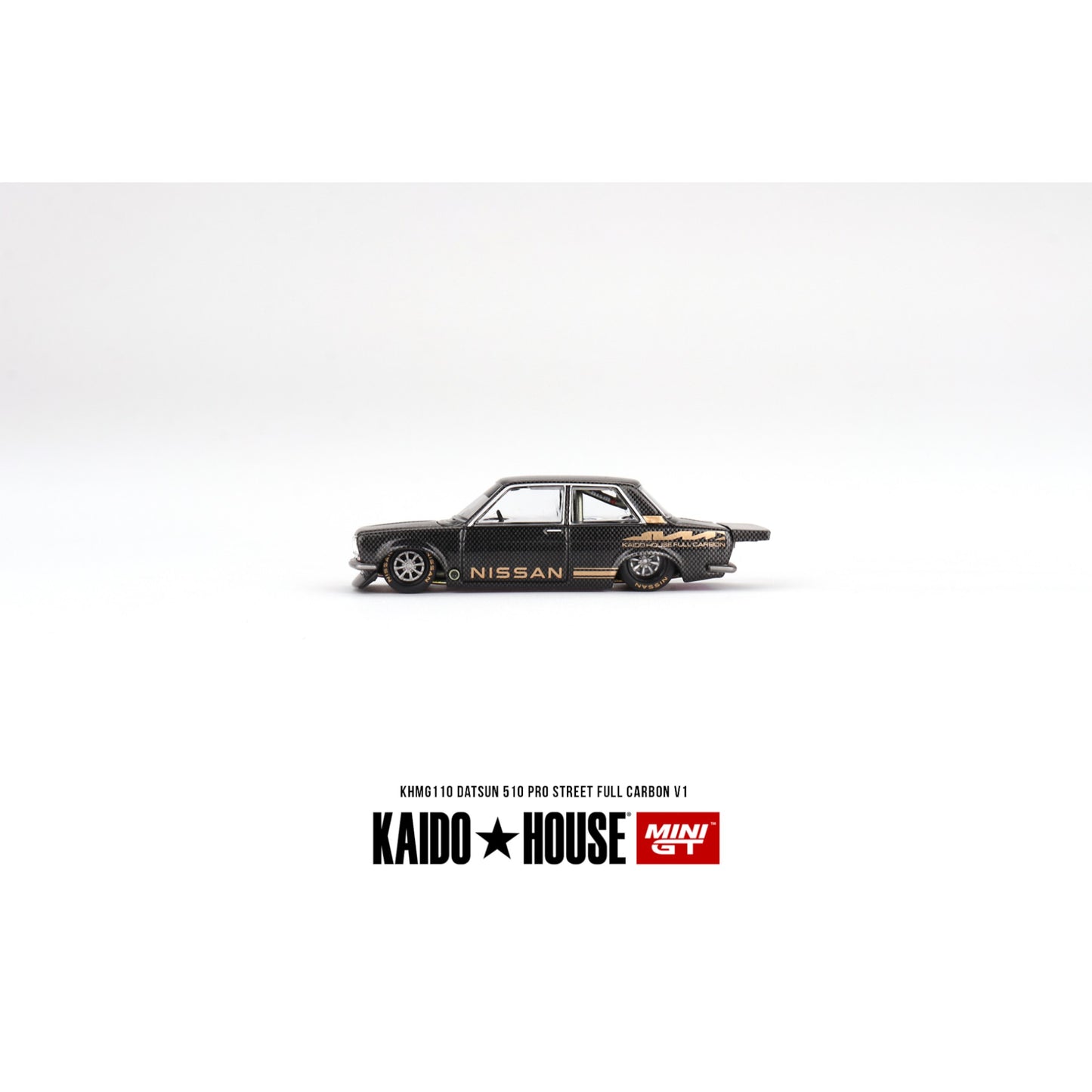 Mini GT Kaido House - Datsun 510 Pro Street Full Carbon V1 - KHMG110 - 1:64