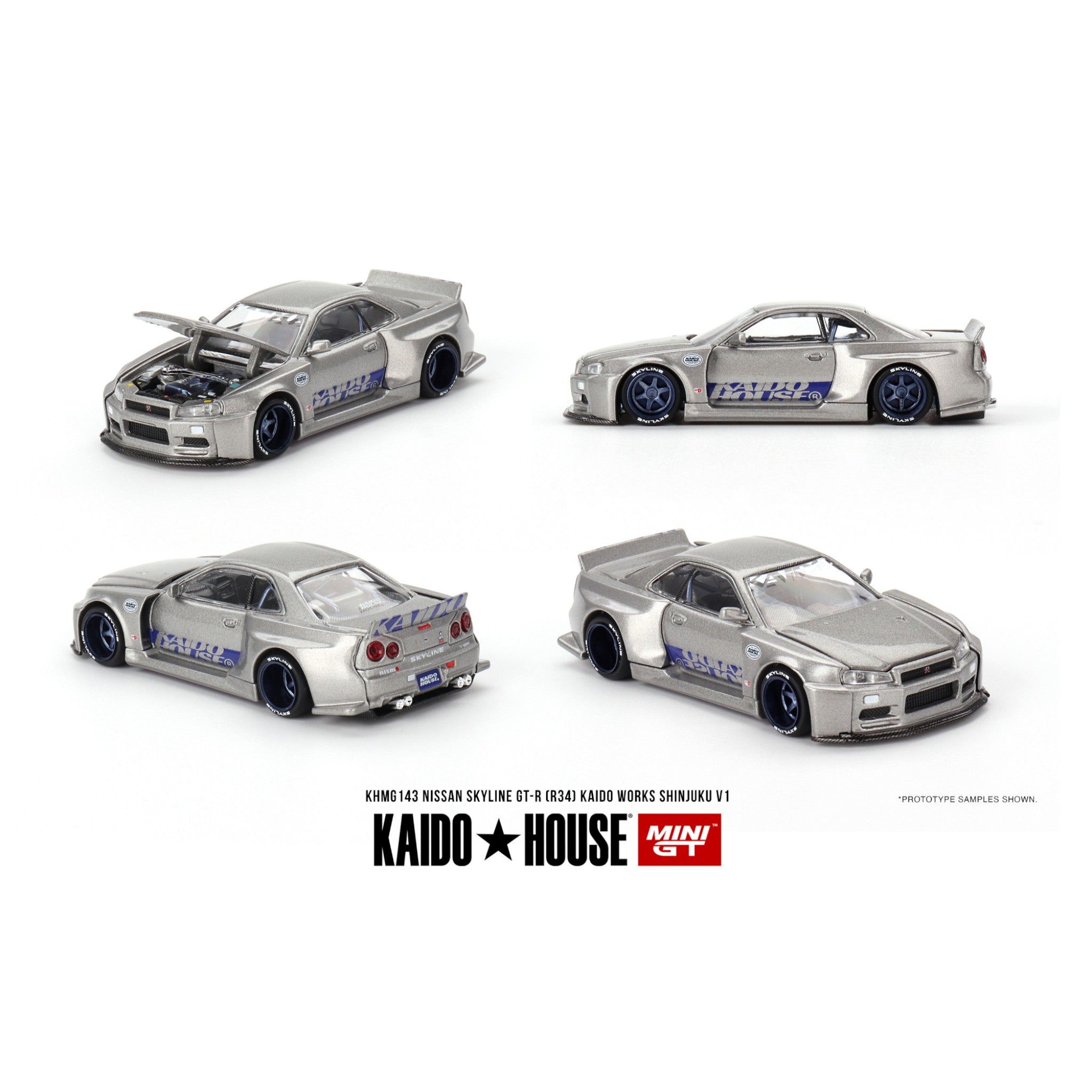 Kaido House Nissan Skyline GT-R (R34) Kaido Works Shinjuku V2 by Mini GT in Blue 158 Kaido House Nissan Skyline GT-R (R34) Kaido Works Shinjuku V2 by Mini GT in Blue 158