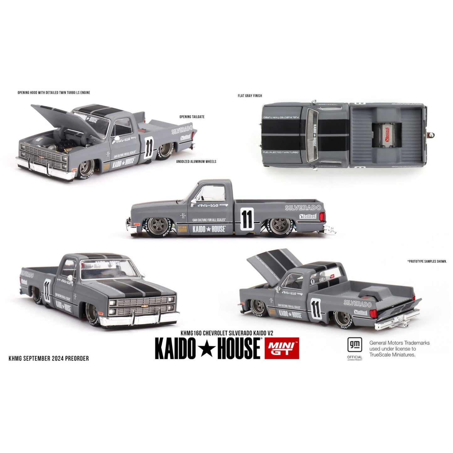 Mini GT Kaido House - Pre-Order - Chevrolet Silverado V2, grey - KHMG160 - 1:64