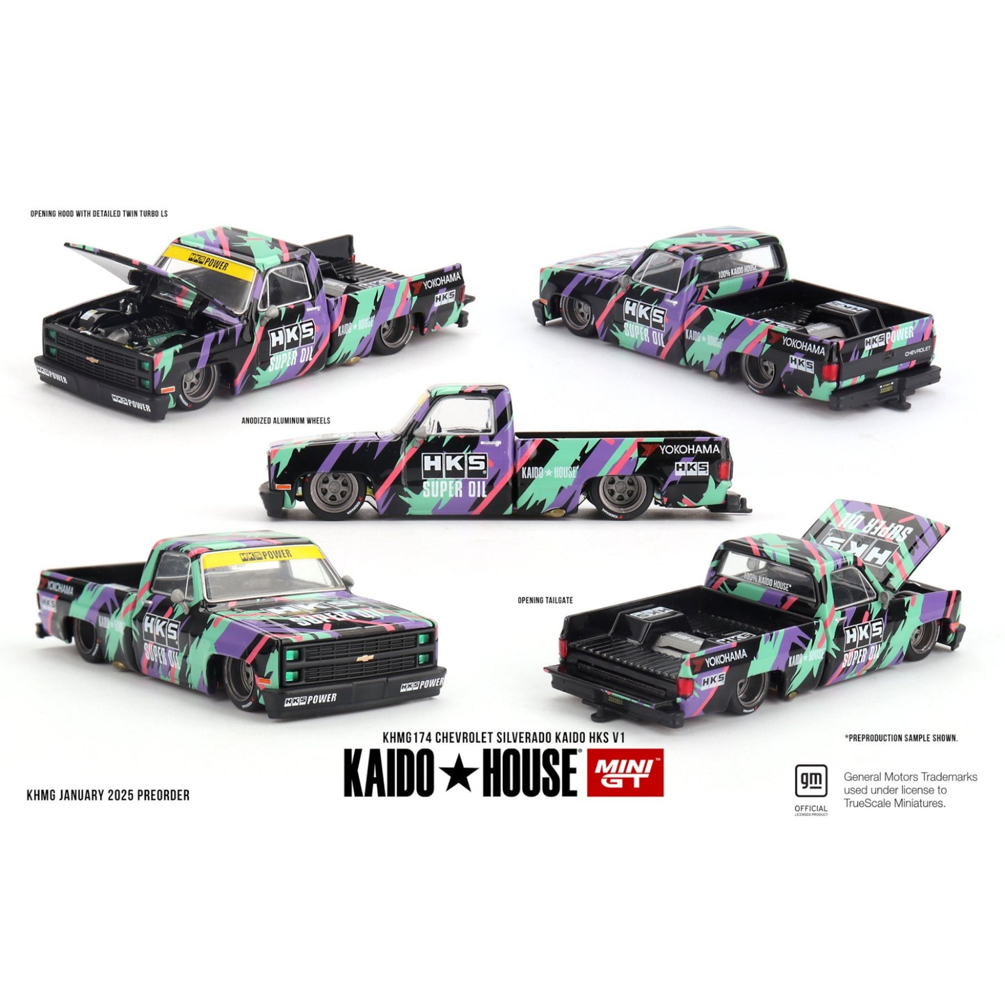 Mini GT Kaido House - Chevrolet Silverado KAIDO HKS V1 - KHMG174