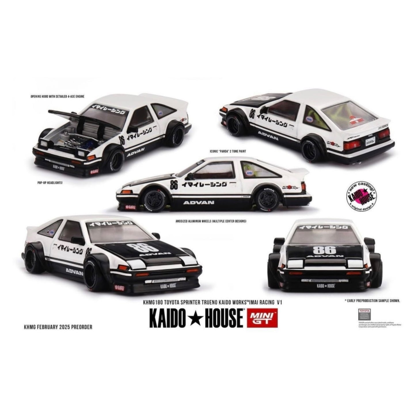 Mini GT Kaido House - Pre-Order - Toyota Sprinter Trueno Kaido Works IMAI Racing V1 - KHMG180