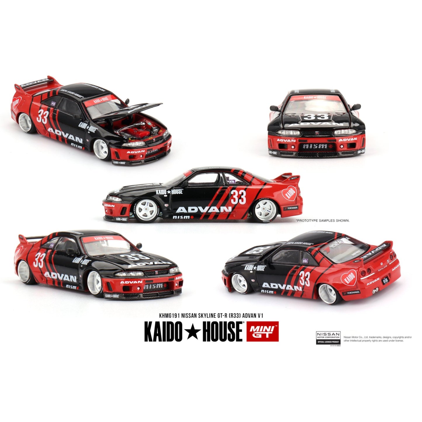 Mini GT Kaido House - Pre-Order - Nissan Skyline GT-R (R33) Kaido Works ADVAN - KHMG191