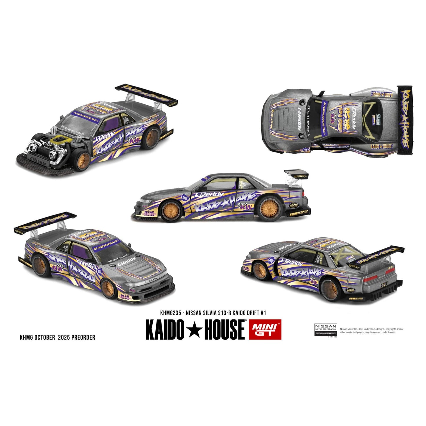 Mini GT Kaido House - Pre-Order - Nissan Silvia S13-R KAIDO DRIFT V1 - KHMG235