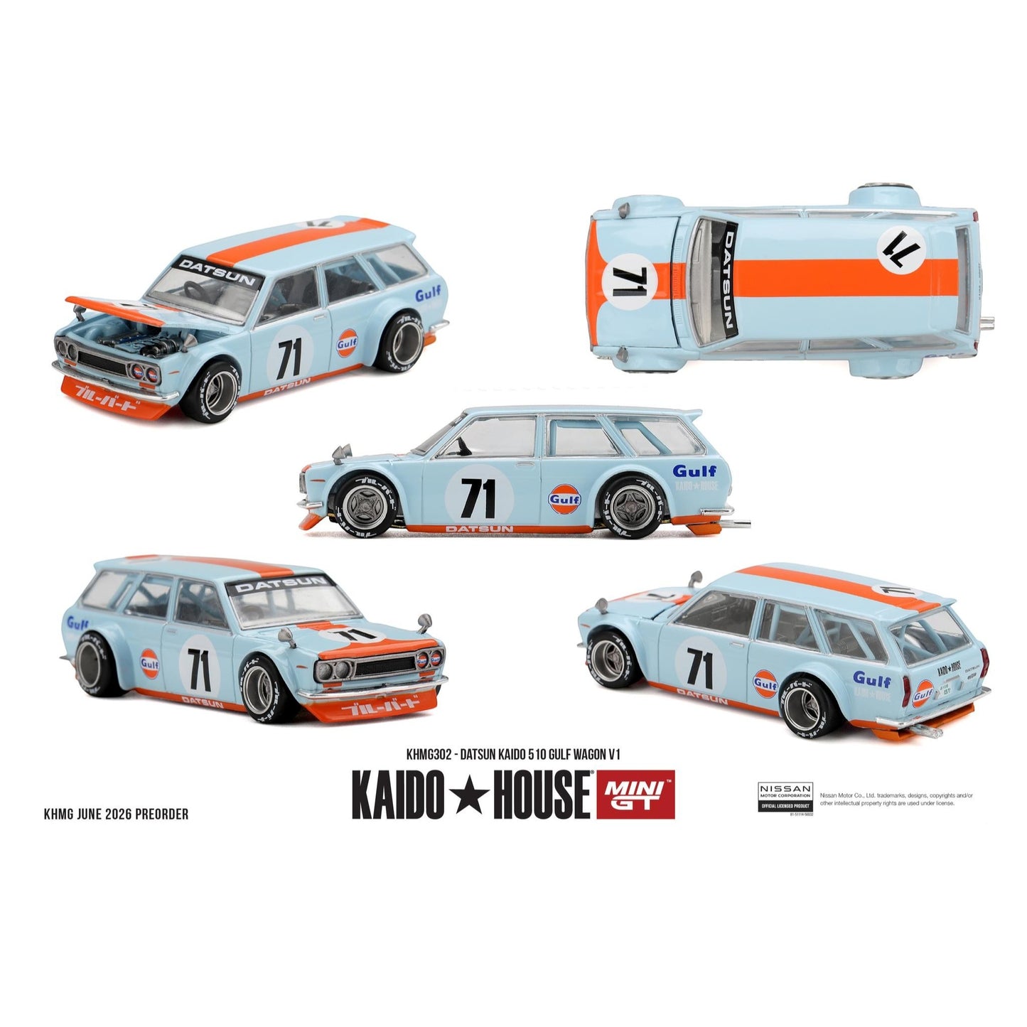 Mini GT Kaido House - Pre-Order - Datsun KAIDO 510 GULF Wagon V1 - KHMG302