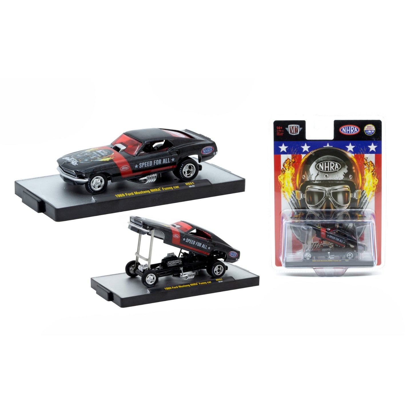 M2 Machines - Pre-Order - 1969 Ford Mustang NHRA Funny Car, pearl black - 31500HS51