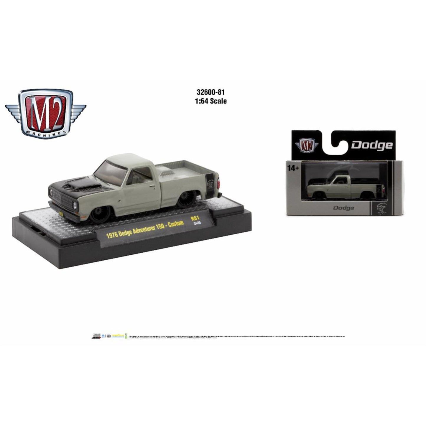 B-Ware - M2 Machines - 1976 Dodge Adventurer 150 Custom, grey - Detroit Muscle 81