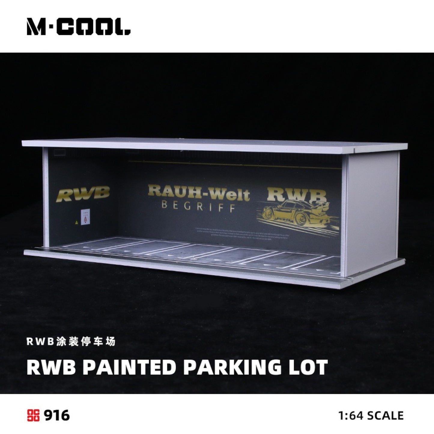 Pre-Order bis 16.09.2025 - M-Cool - Parking Diorama RWB-Rauh Welt, mit Beleuchtung - MC914916