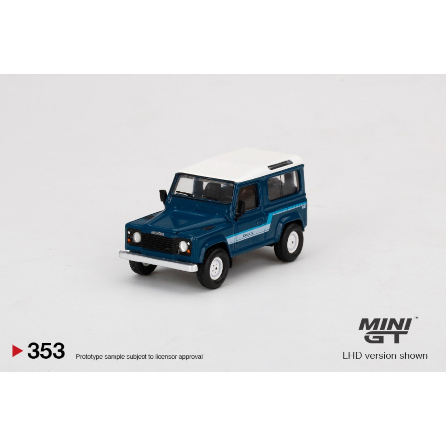 Mini GT - Land Rover Defender 90 County Wagon Stratos Blue - MGT00353 (LHD)