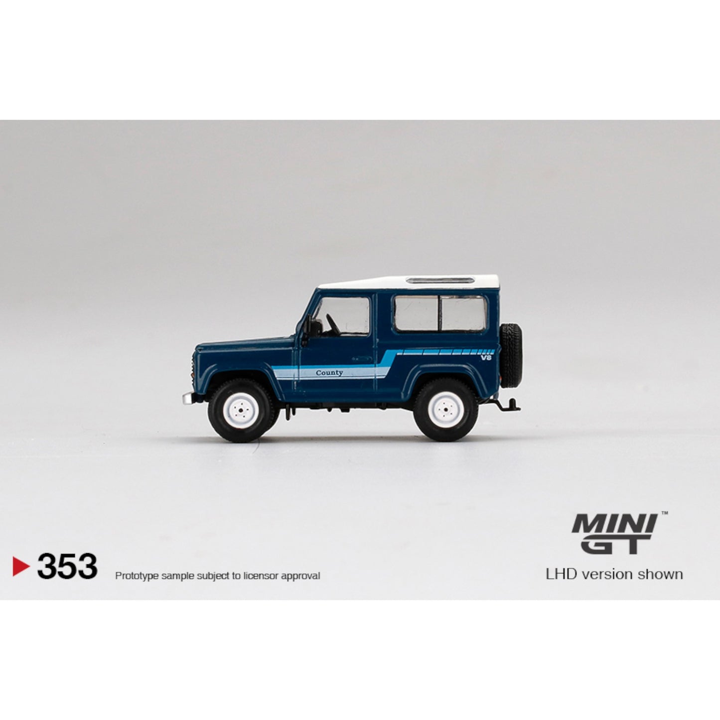Mini GT - Land Rover Defender 90 County Wagon Stratos Blue - MGT00353 (LHD)