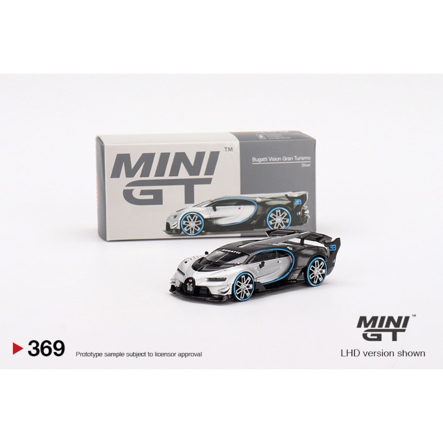 Mini GT - Bugatti Vision Gran Turismo, silver/black - MGT00369 (LHD)