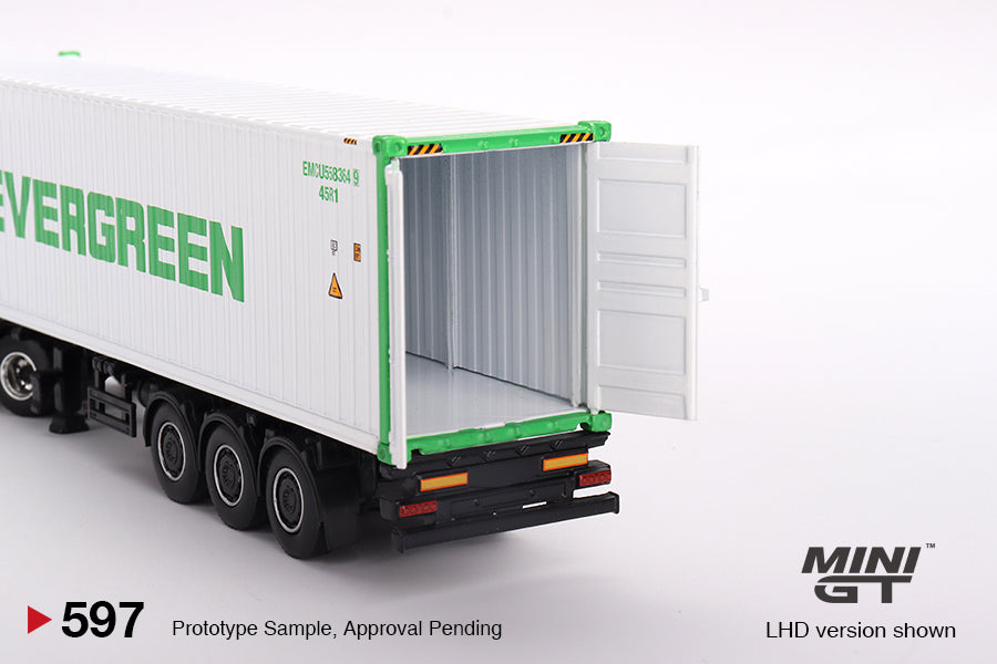 Mini GT - Western Star 49X Blue w/ 40' Reefer Container "EVERGREEN" - MGT00597 (LHD)