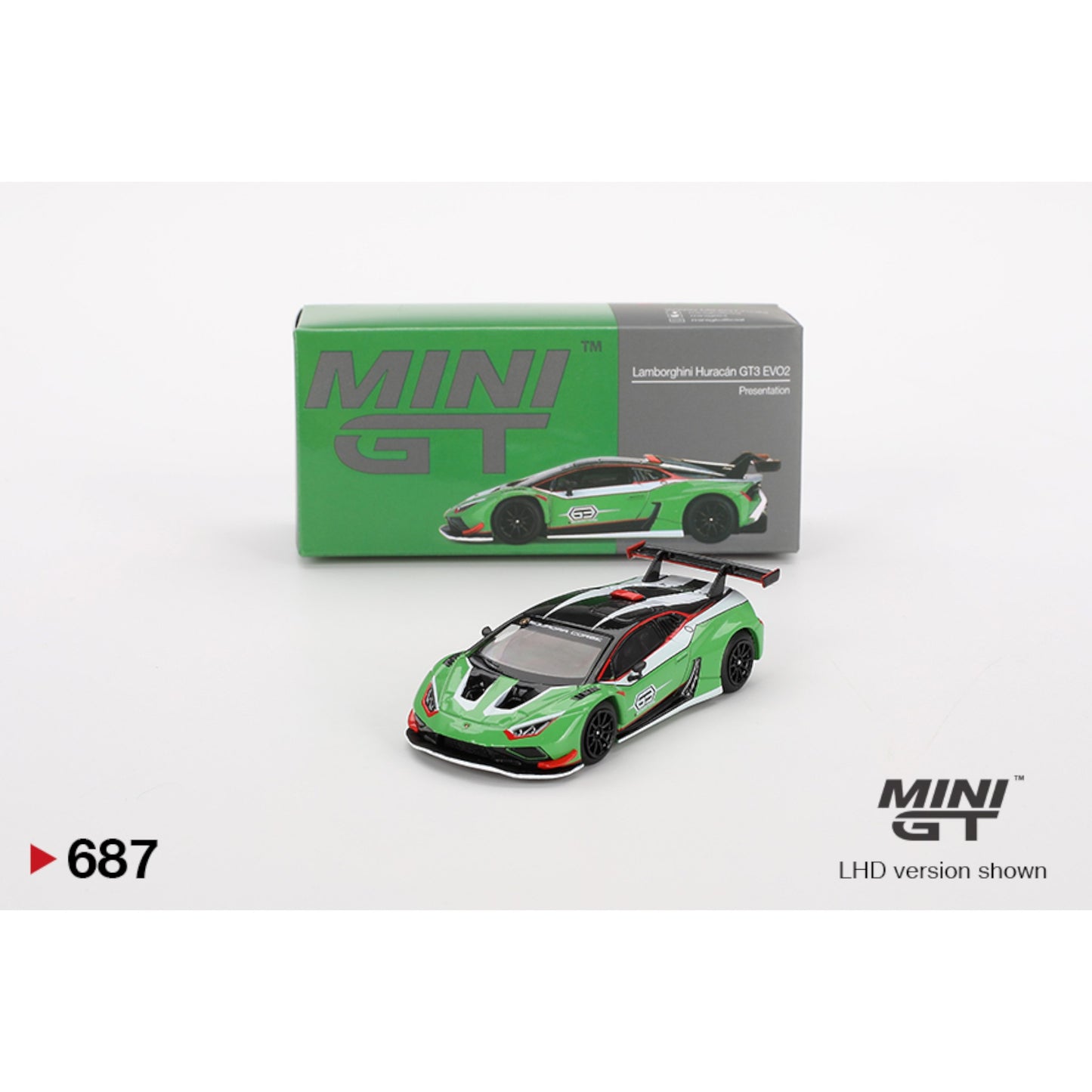 Mini GT - Lamborghini Huracán GT3 EVO2 Presentation - MGT00687 (LHD) - 1:64
