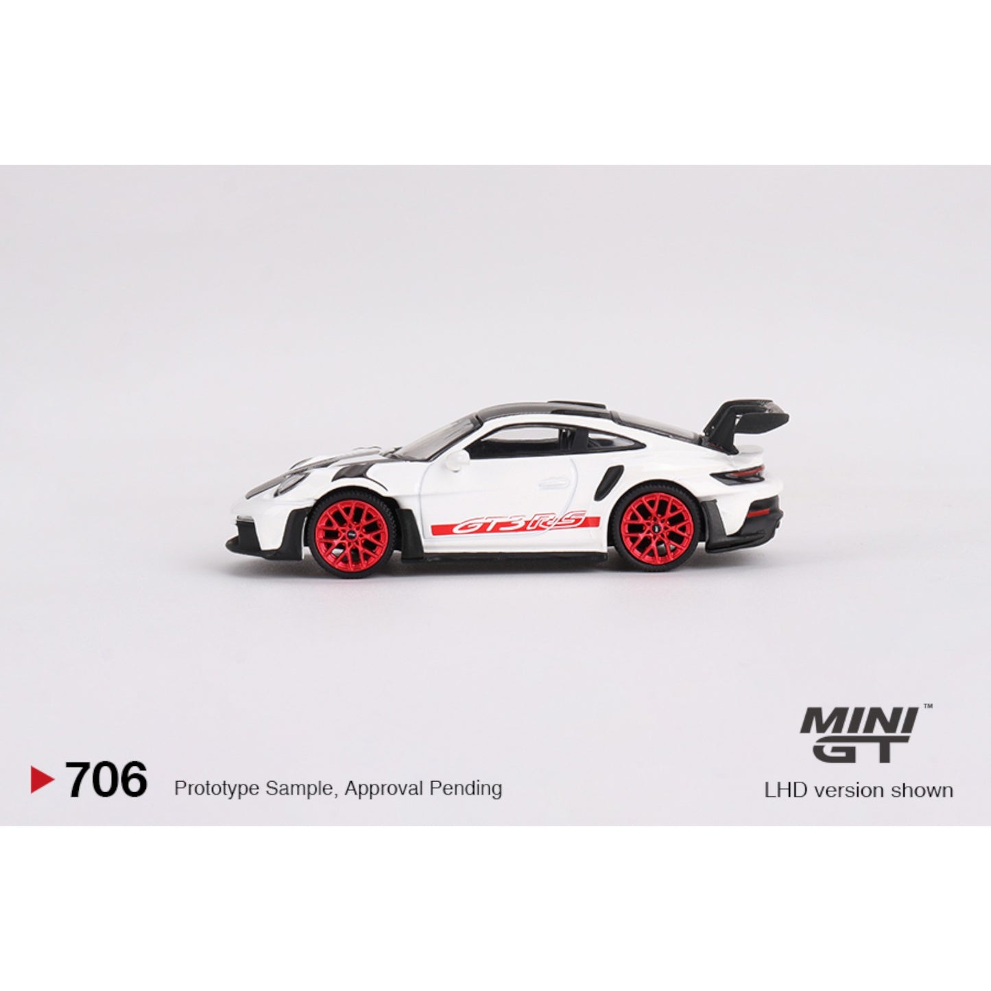 Mini GT - Porsche 911 (992) GT3 RS Weissach Package White with Pyro Red - MGT00706 (LHD) - 1:64