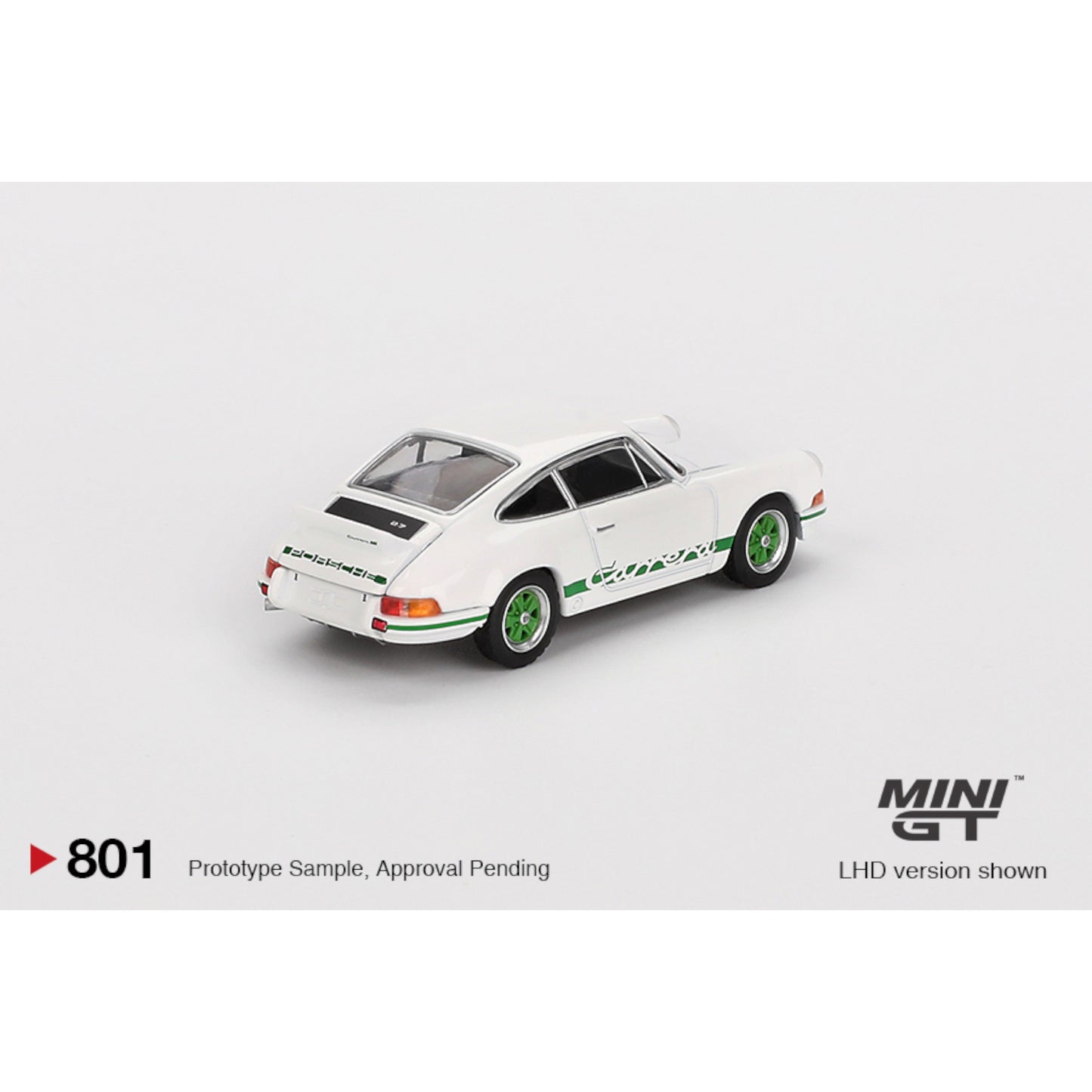 Mini GT - Pre-Order - Porsche 911 Carrera RS 2.7 Grand Prix White with Green Livery - MGT00801 (LHD)